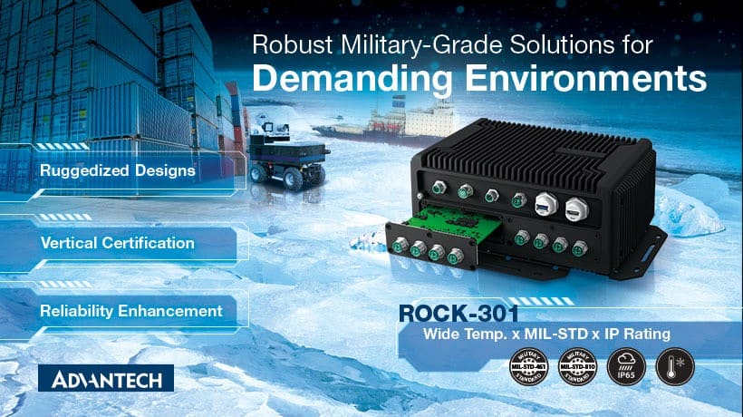 Advantech Releases ROCK-301: A Military-Grade Fanless IP65 Box PC